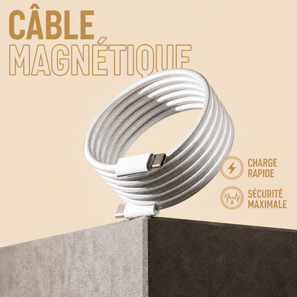 CÂBLE USB-C MAGNÉTIQUE 60W — Blanc — 1 Mètre