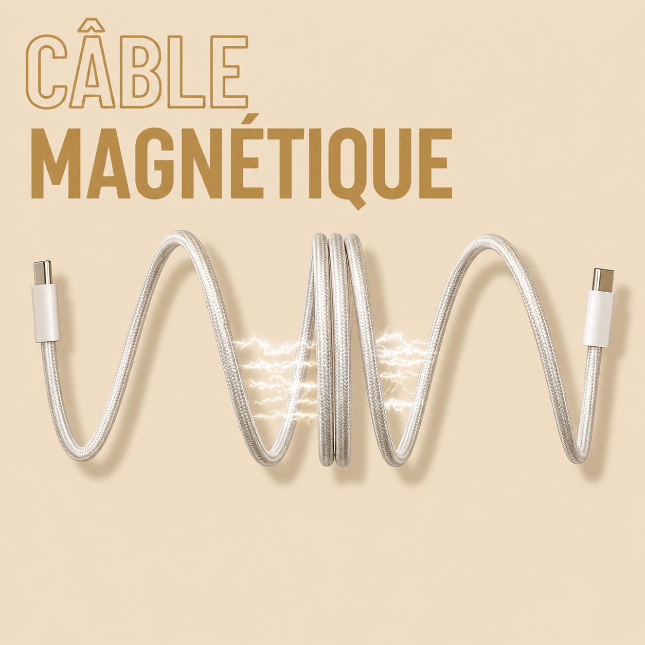 CÂBLE USB-C MAGNÉTIQUE 60W — Blanc — 1 Mètre