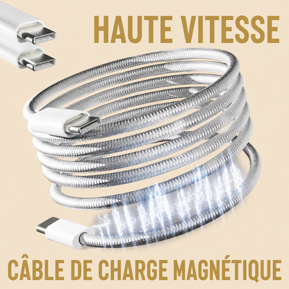 CÂBLE USB-C MAGNÉTIQUE 60W — Blanc — 1 Mètre