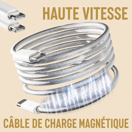 CÂBLE USB-C MAGNÉTIQUE 60W — Blanc — 1 Mètre